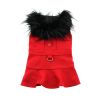 Red Wool Dog Coat Harness – Fur Collar with Matching Leash