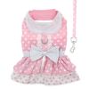 Polka Dot & Lace Dog Dress Set – With Matching Leash