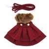 Wool Fur-Trimmed Dog Harness Coat – Burgundy by Doggie Design