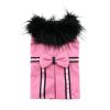 Pink Wool Dog Coat Harness – Fur Collar with Matching Leash