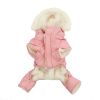 Pink Ruffin It Dog Snow Suit Harness – Warm Winter Pet Outfit